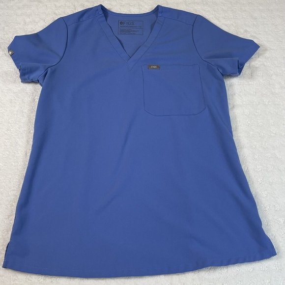 Figs Tops - Figs Scrubs Top Size XS Light Blue Technical Collection V Neck Medical Nurse